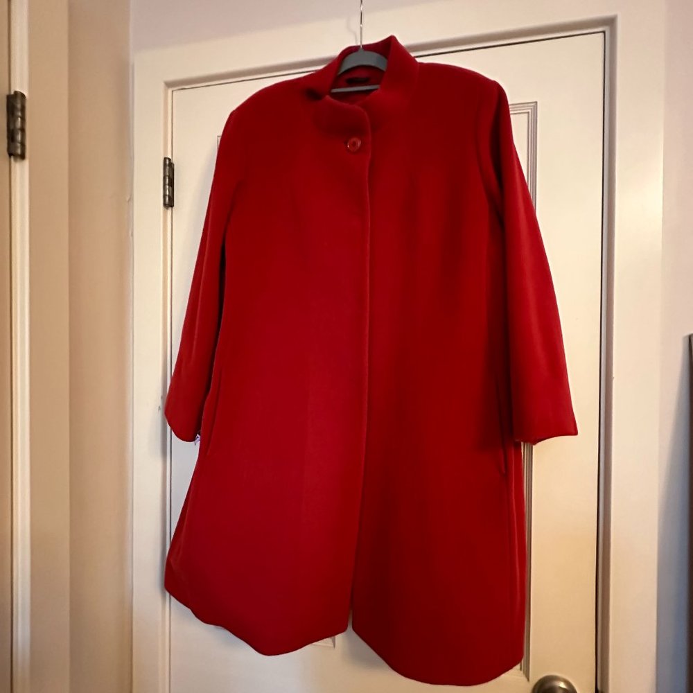 Never worn! Designer Red Wool and Cashmere Cinzia Rocca Due Winter Coat